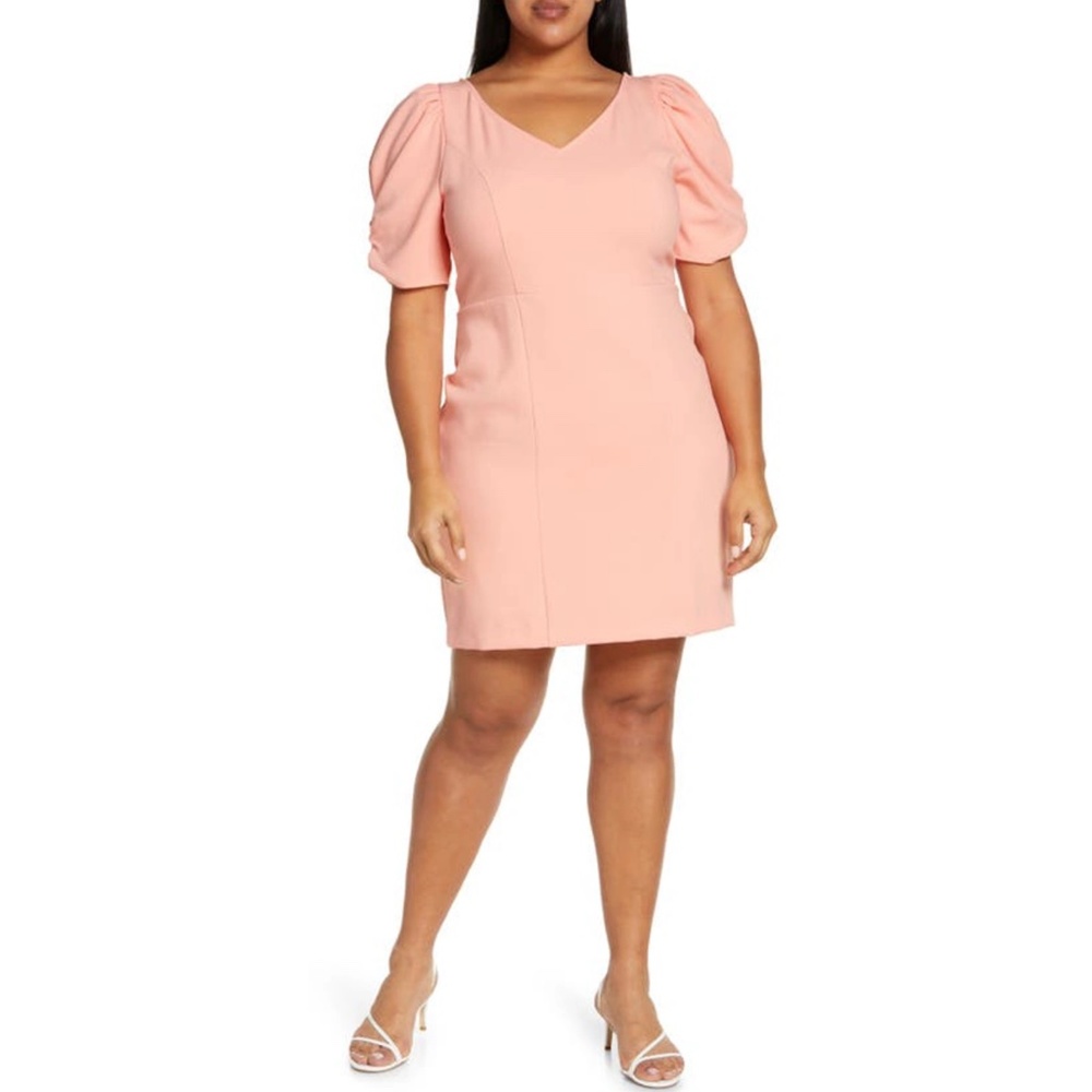 CHELSEA28: Puff Sleeve Minidress In Orange Desert (NWT)
